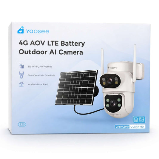 Yoosee 4G AOV LTE Battery Outdoor AI Camera Dual lens 2MP+2MP Ultra HD
